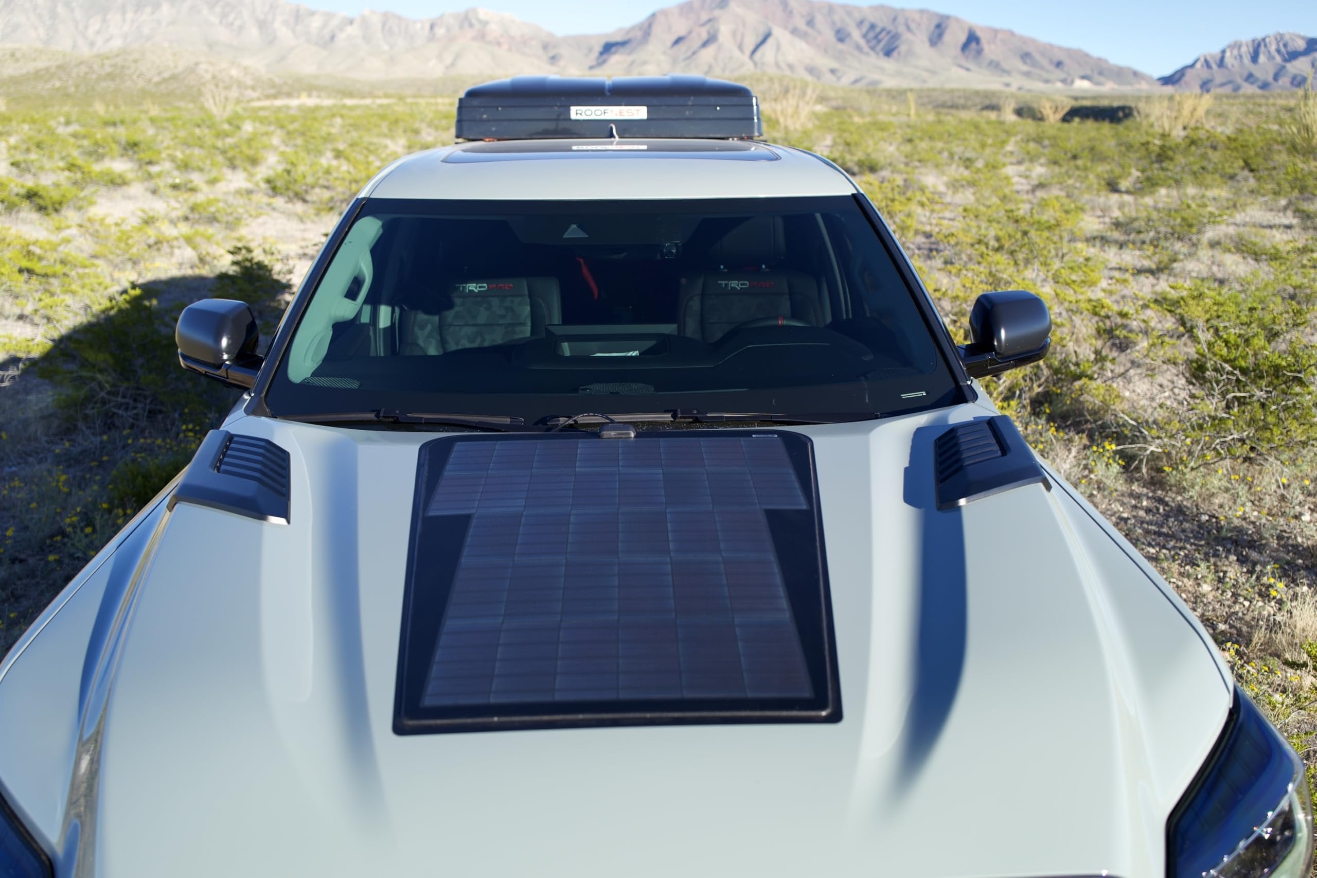 Lensun 90W 12V Hood Flexible Solar Panel for Toyota Tundra 3rd Gen (2022-Present) - Off Grid Solar Power for Offroading/Overlanding/Camping
