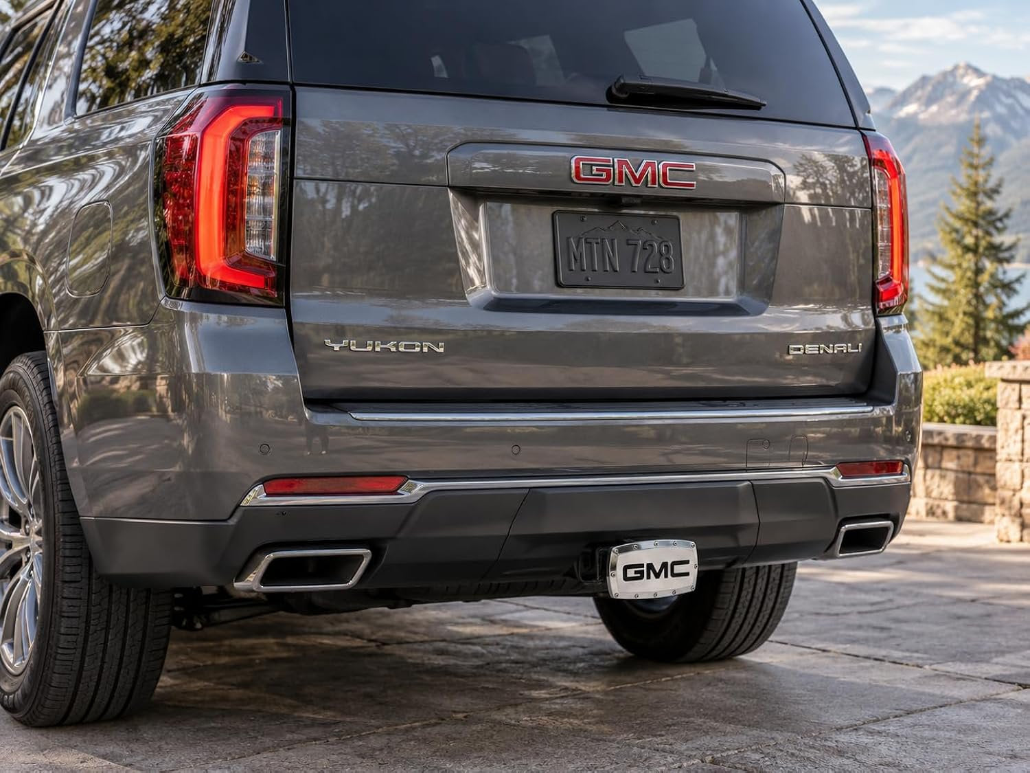 SR1 Performance USA GMC Billet Aluminum Trailer Hitch Cover Chrome with Black CNC Engraved Logo - 2" Rectangle Receiver Plug - Made in USA - Fits GMC Trucks & SUVs