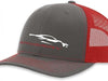 C8 Corvette Stingray Gesture Hat - Officially Licensed Chevrolet Snapback Cap Grey/Red