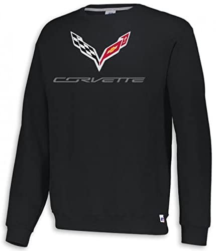 SR1 Performance C7 Corvette Crewneck Sweatshirt with Crossed Flags Logo
