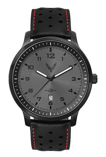 SR1 Performance C8 Corvette Men's Sport Watch 44mm - Officially Licensed Chevrolet Watch w/Leather Strap