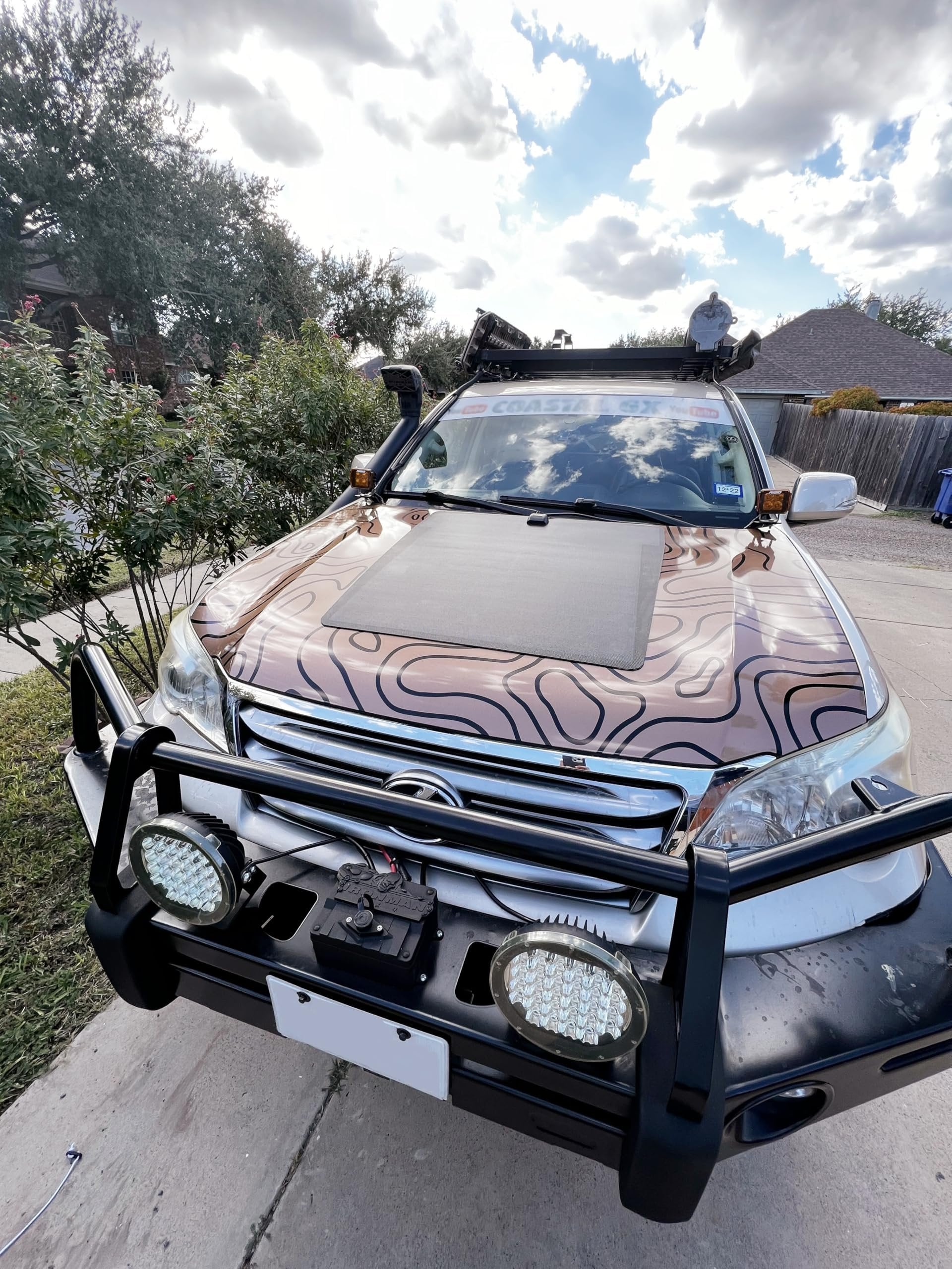 Lensun 100W 12V Hood Flexible Solar Panel for Lexus GX460 GX470 GX570 LX470 LX570 - Off Grid Solar Power for Offroading/Overlanding/Camping