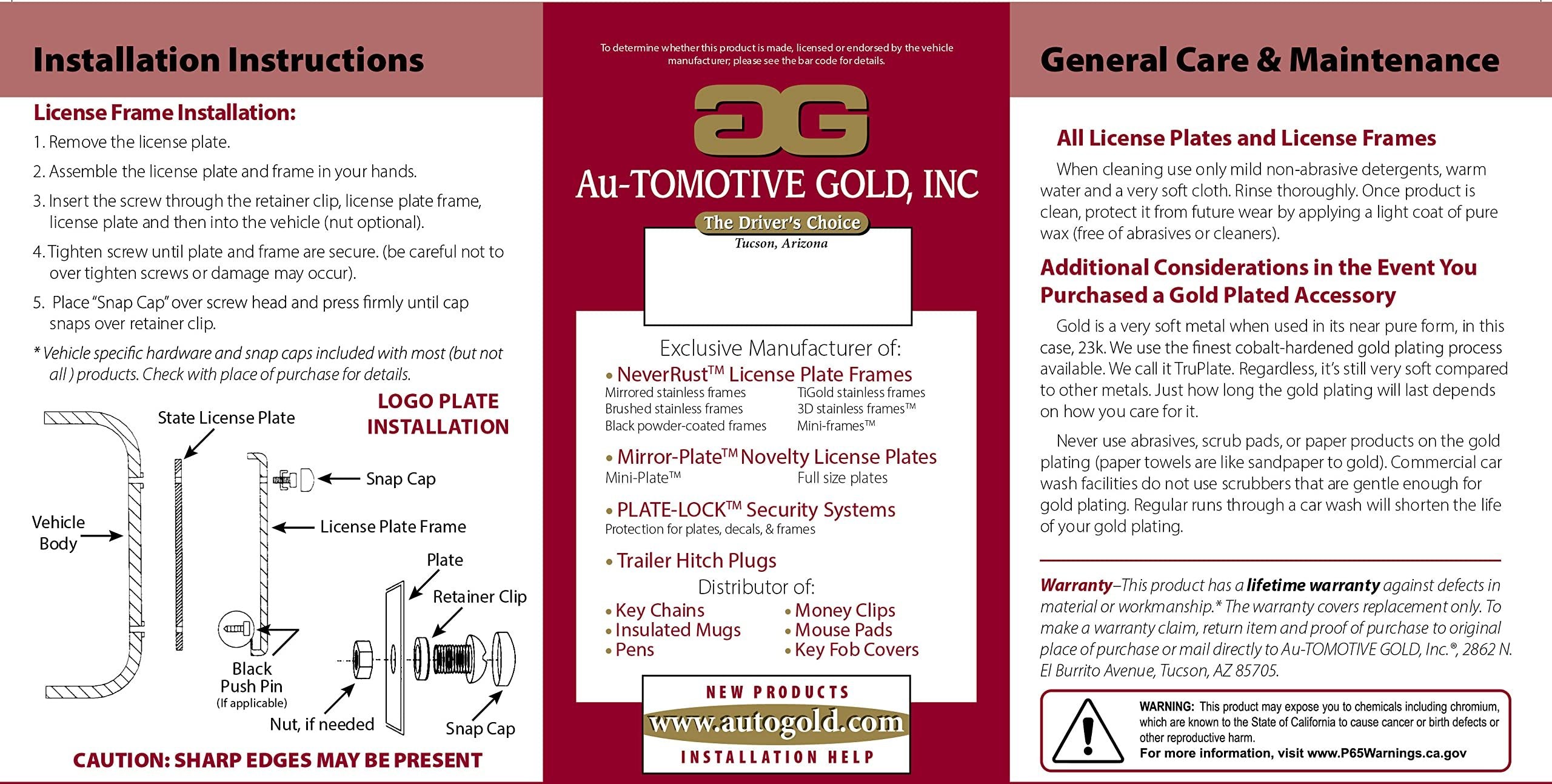 Au-TOMOTIVE GOLD, INC. Officially Licensed UV Print on Black Polycarbonate Notched License Frame for Ford Tremor