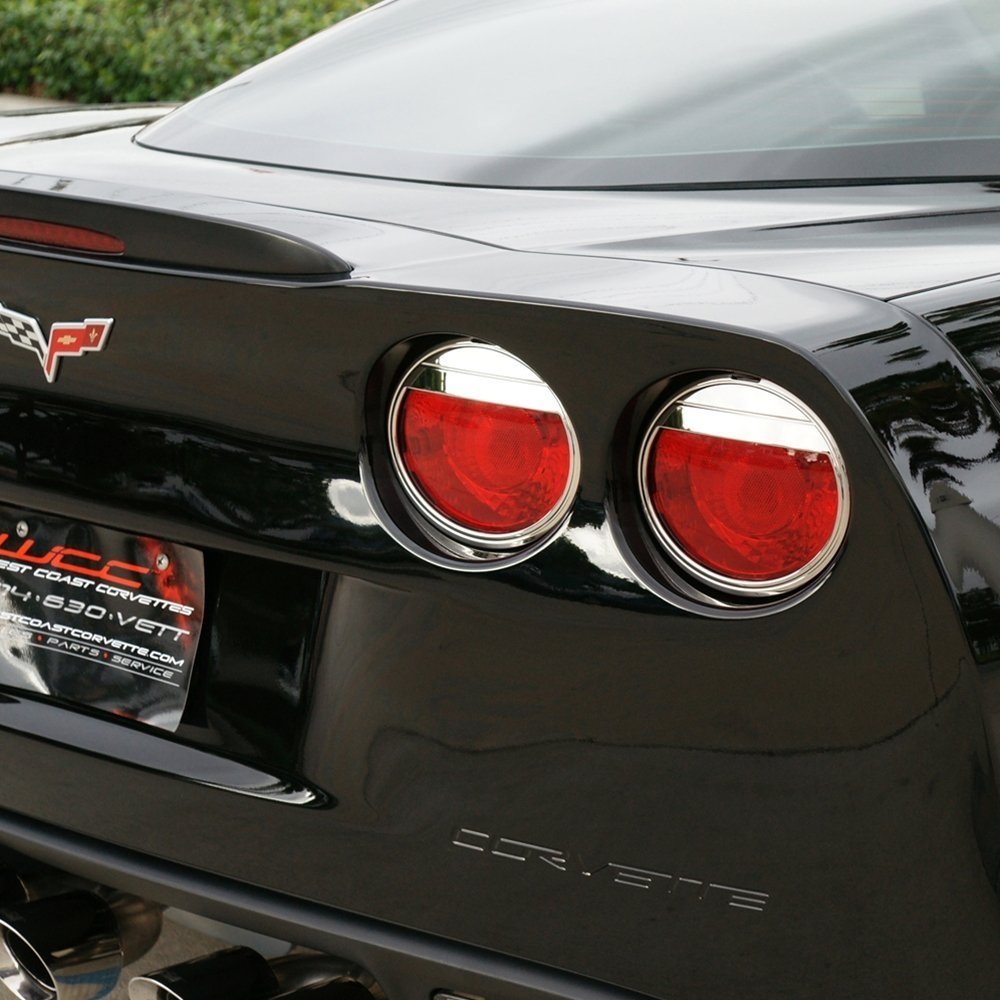 2005-2013 Corvette "Attitude" Taillight Bezels - Billet Chrome