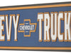 Chevy Trucks Embossed Metal Street Sign - Vintage Chevrolet Sign for Garage or Man Cave