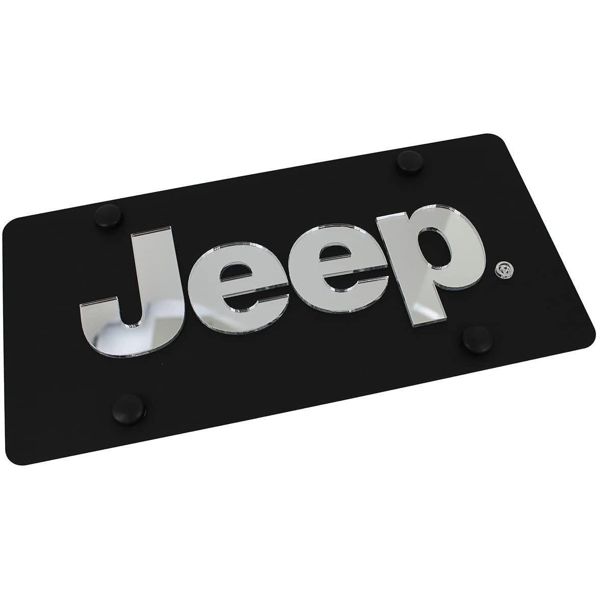 Jeep Carbon Steel License Plate - Black with Mirrored Logo-SR1 Performance