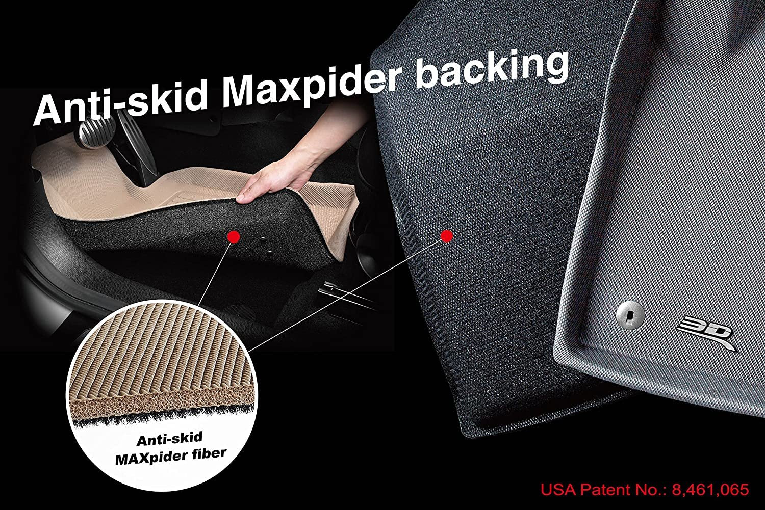 3D MAXpider Cargo Custom Fit All-Weather Floor Mat for Select Mercedes-Benz E-Class (W213) Sedan Models - Kagu Rubber (Black)