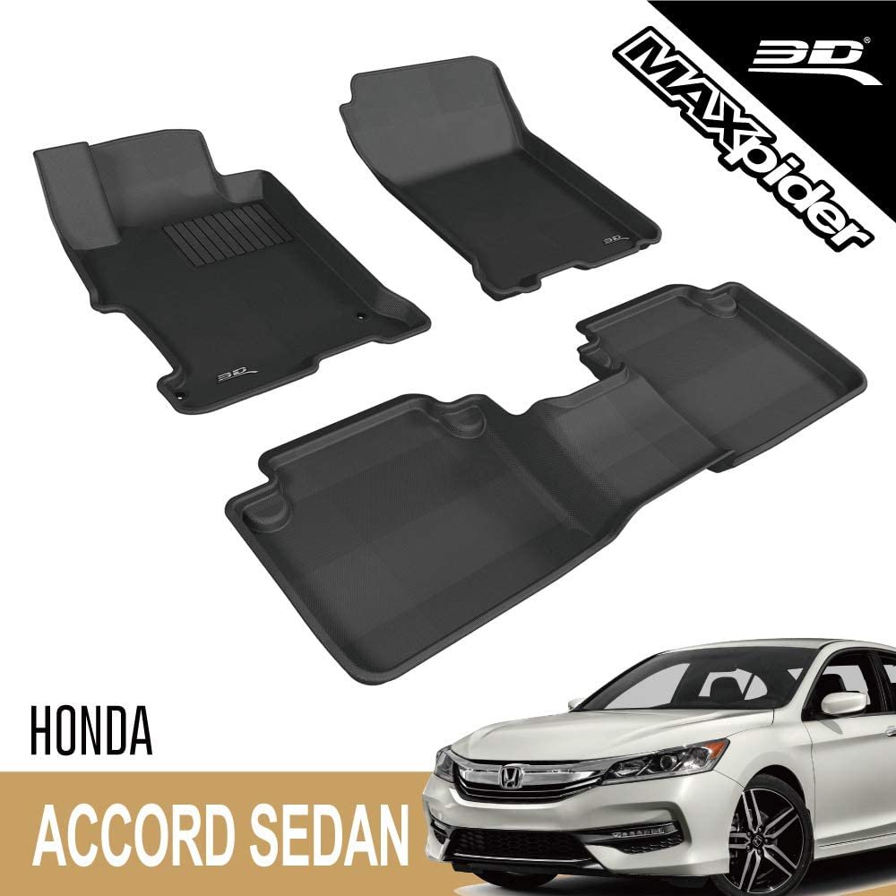 2013-2017 Honda Accord Custom Fit Floor Mats 3D MAXpider Kagu - Black