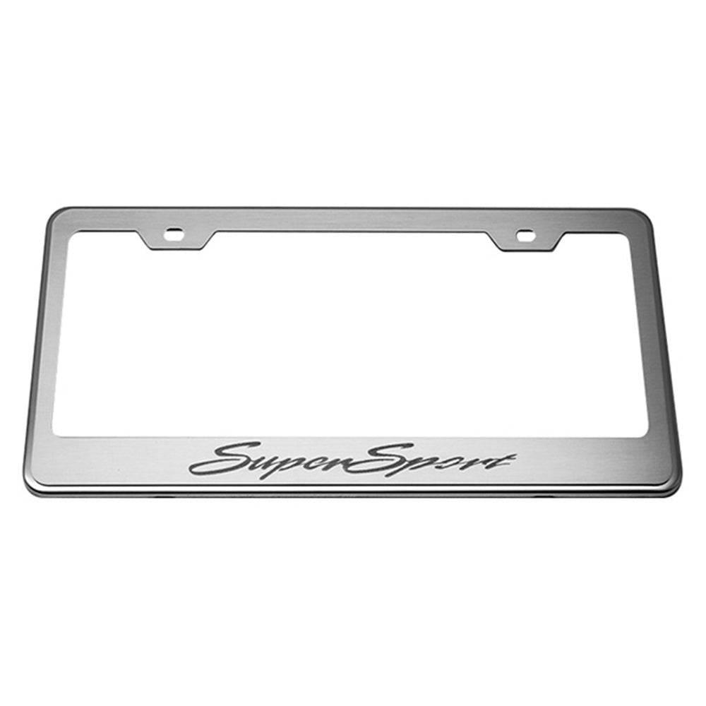 Camaro Super Sport Tag-License Frame : Stainless Steel w- Etched script