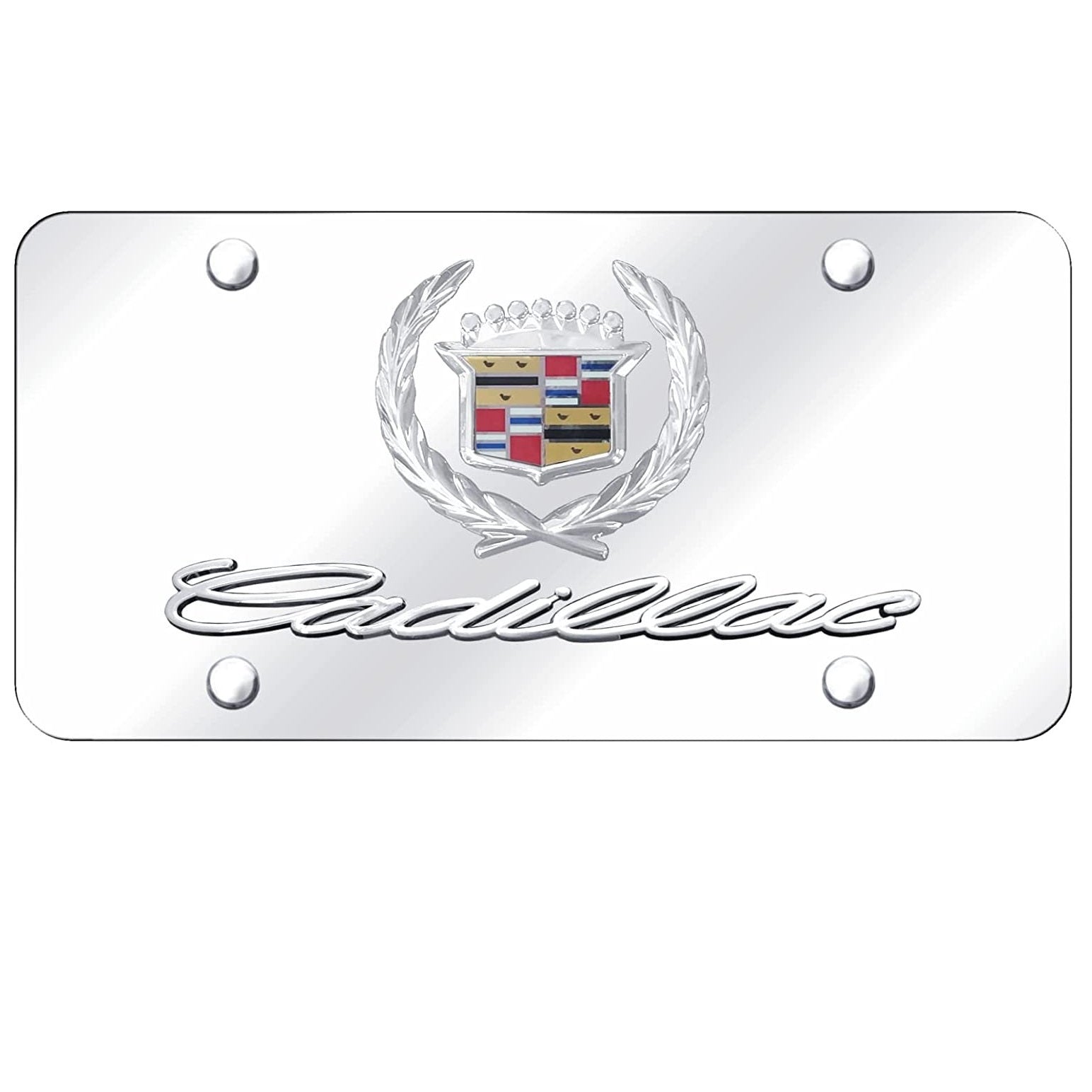 Cadillac License Plate - Chrome Logo on Stainless Steel