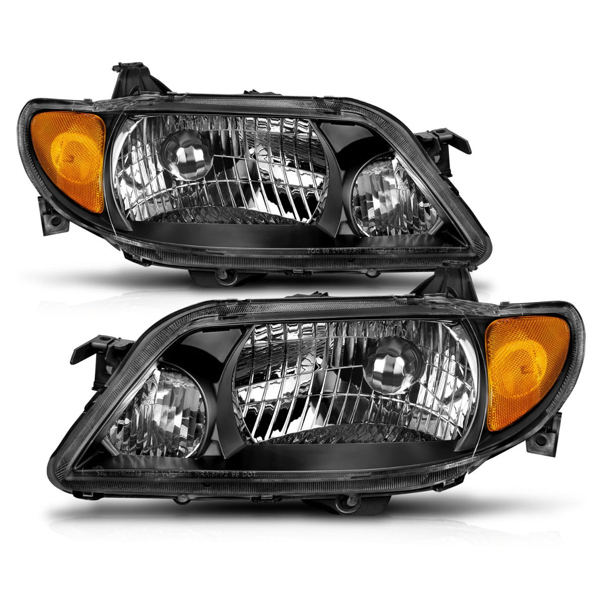 MAZDA PROTEGE 01-03 CRYSTAL HEADLIGHTS BLACK