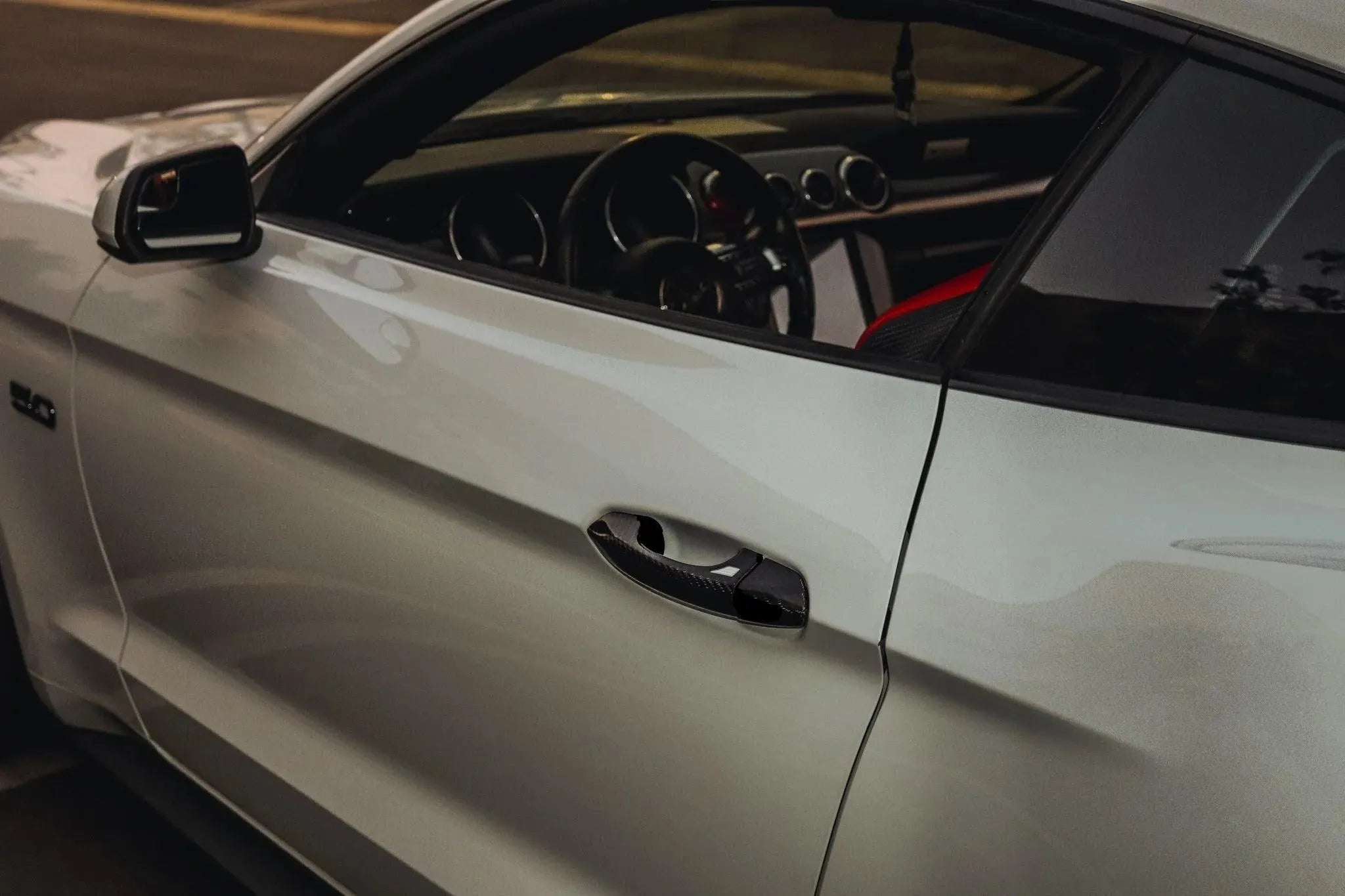 Mustang 2015-2023 Carbon Fiber Exterior Door Handle Covers - carbonaddons Carbon Fiber Parts, Accessories, Upgrades, Mods
