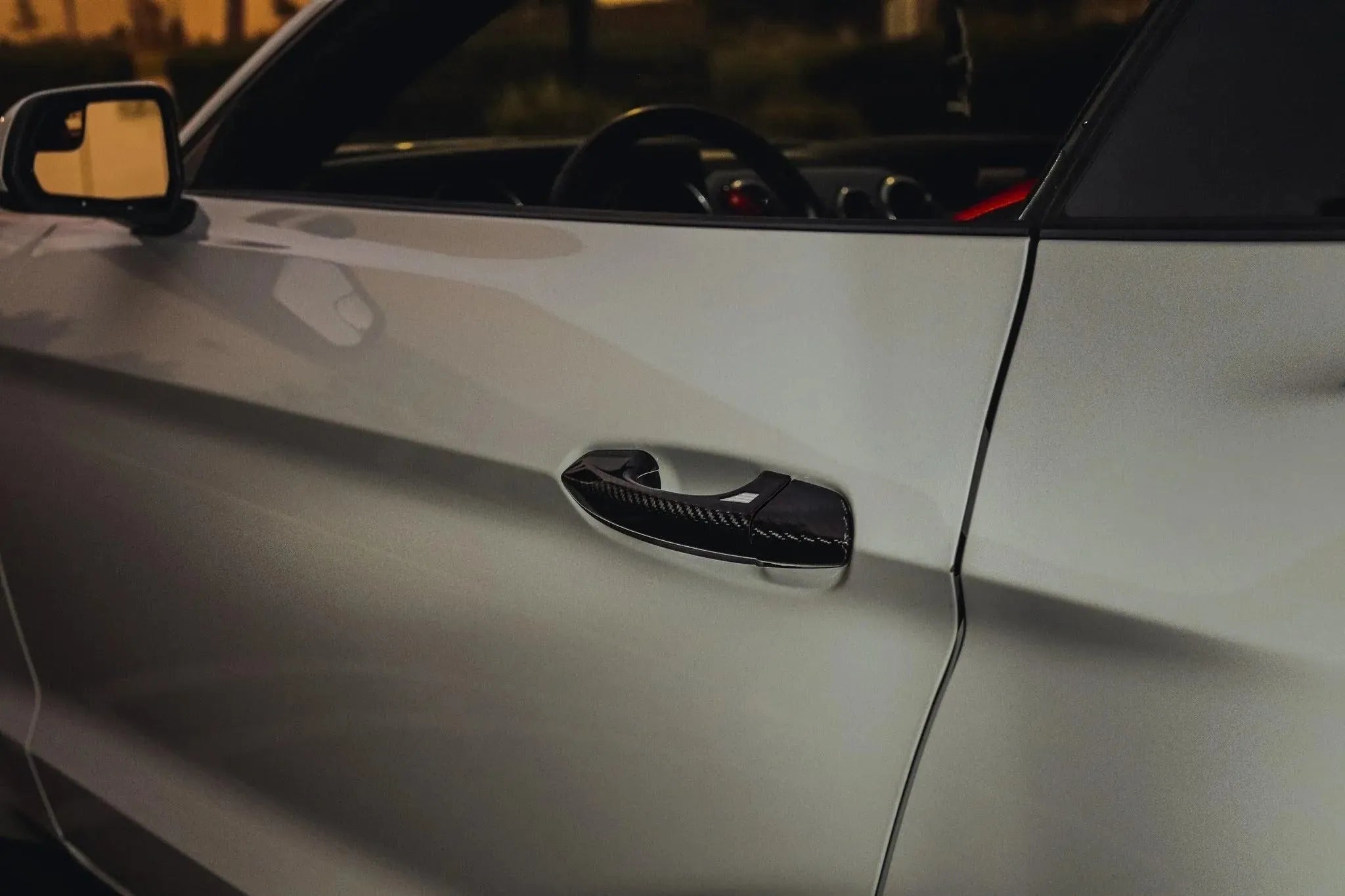 Mustang 2015-2023 Carbon Fiber Exterior Door Handle Covers - carbonaddons Carbon Fiber Parts, Accessories, Upgrades, Mods