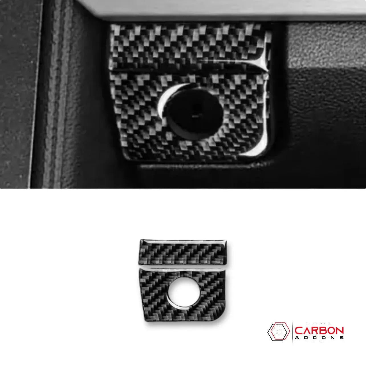 Mustang 2015-2023 Carbon Fiber Glove Box Key Hole Trim Overlay - carbonaddons Carbon Fiber Parts, Accessories, Upgrades, Mods