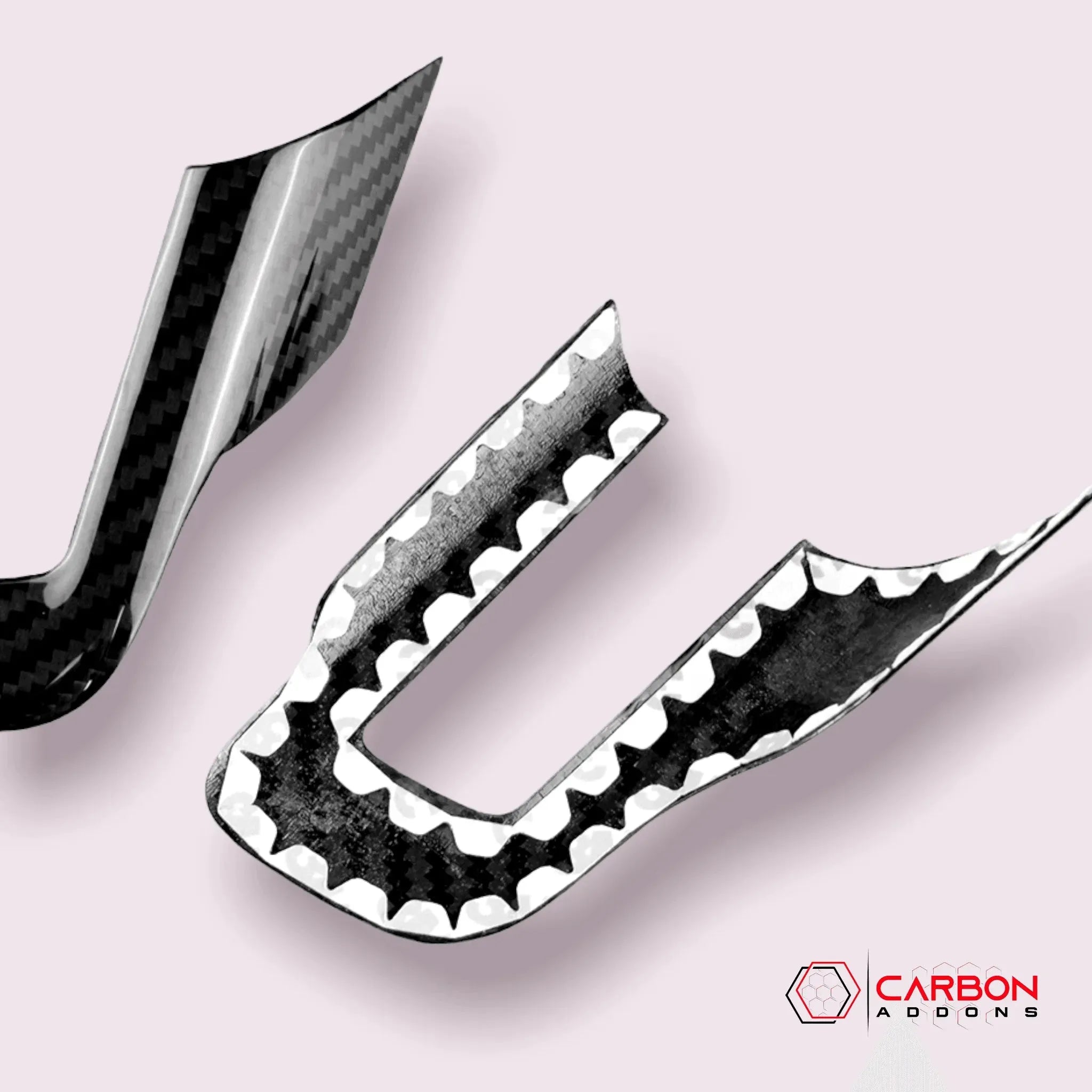 Mustang 2015-2023 Carbon Fiber Steering Wheel Chrome Delete Cover - carbonaddons Carbon Fiber Parts, Accessories, Upgrades, Mods