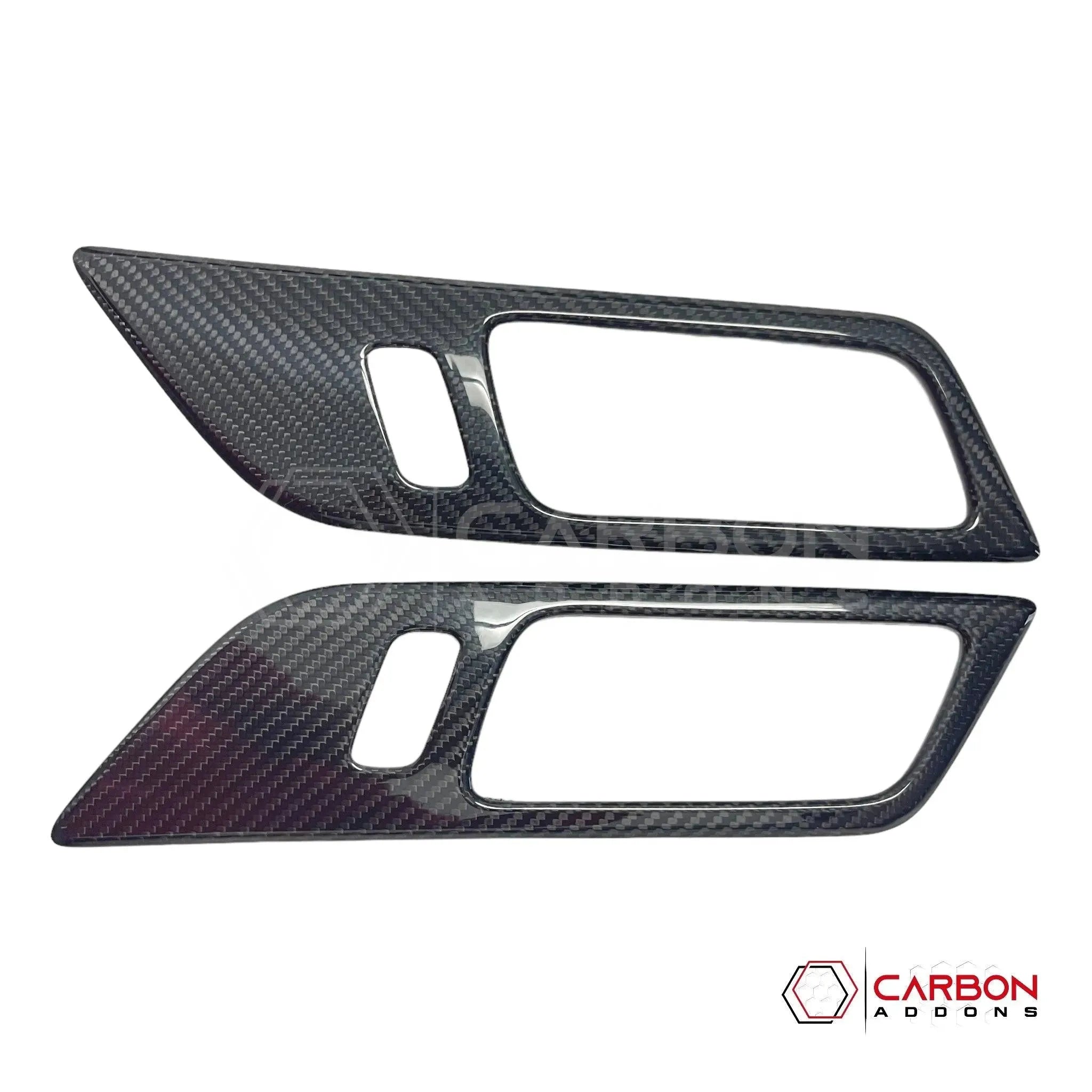 Mustang 2015-2023 Hard Carbon Fiber Interior Door Handle Trim Covers - carbonaddons Carbon Fiber Parts, Accessories, Upgrades, Mods