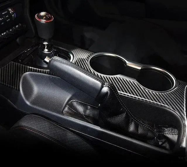 Mustang 2015-2023 Real Carbon Fiber Center Console & Gear Shift Bezel Trim Overlay - carbonaddons Carbon Fiber Parts, Accessories, Upgrades, Mods
