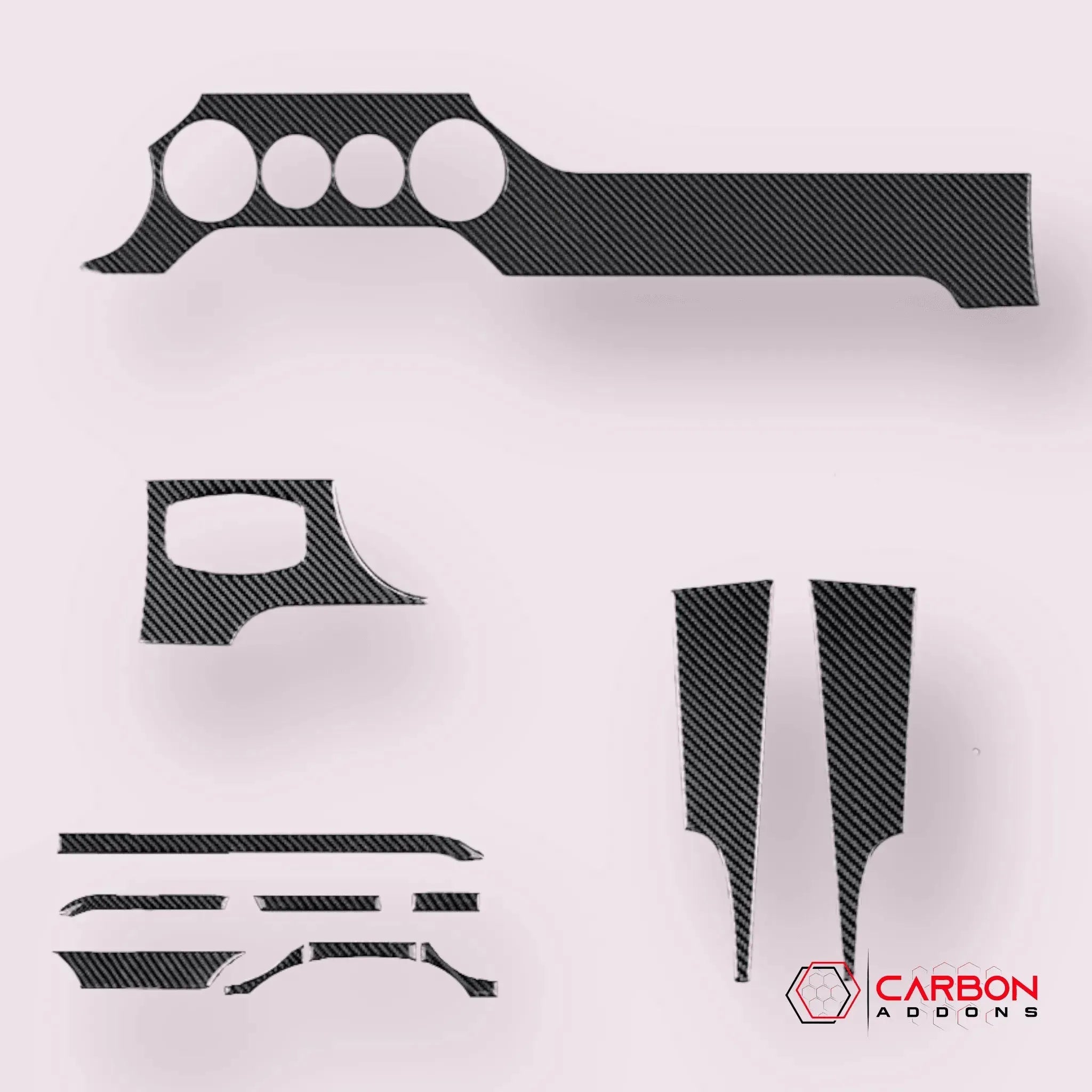 Mustang 2015-2023 Real Carbon Fiber Whole Front Dash Overlay - carbonaddons Carbon Fiber Parts, Accessories, Upgrades, Mods