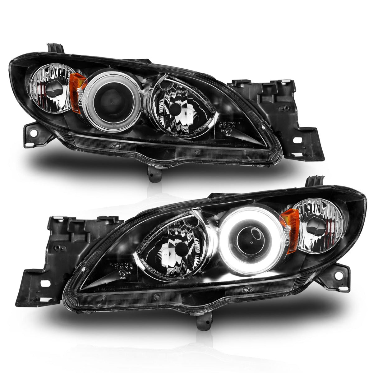 MAZDA 3 04-08 4DR PROJECTOR HEADLIGHTS BLACK W/ RX HALO
