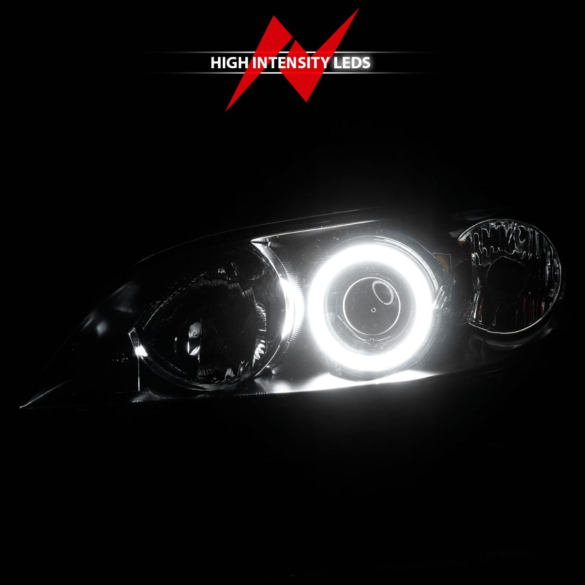 MAZDA 3 04-08 4DR PROJECTOR HEADLIGHTS BLACK W/ RX HALO