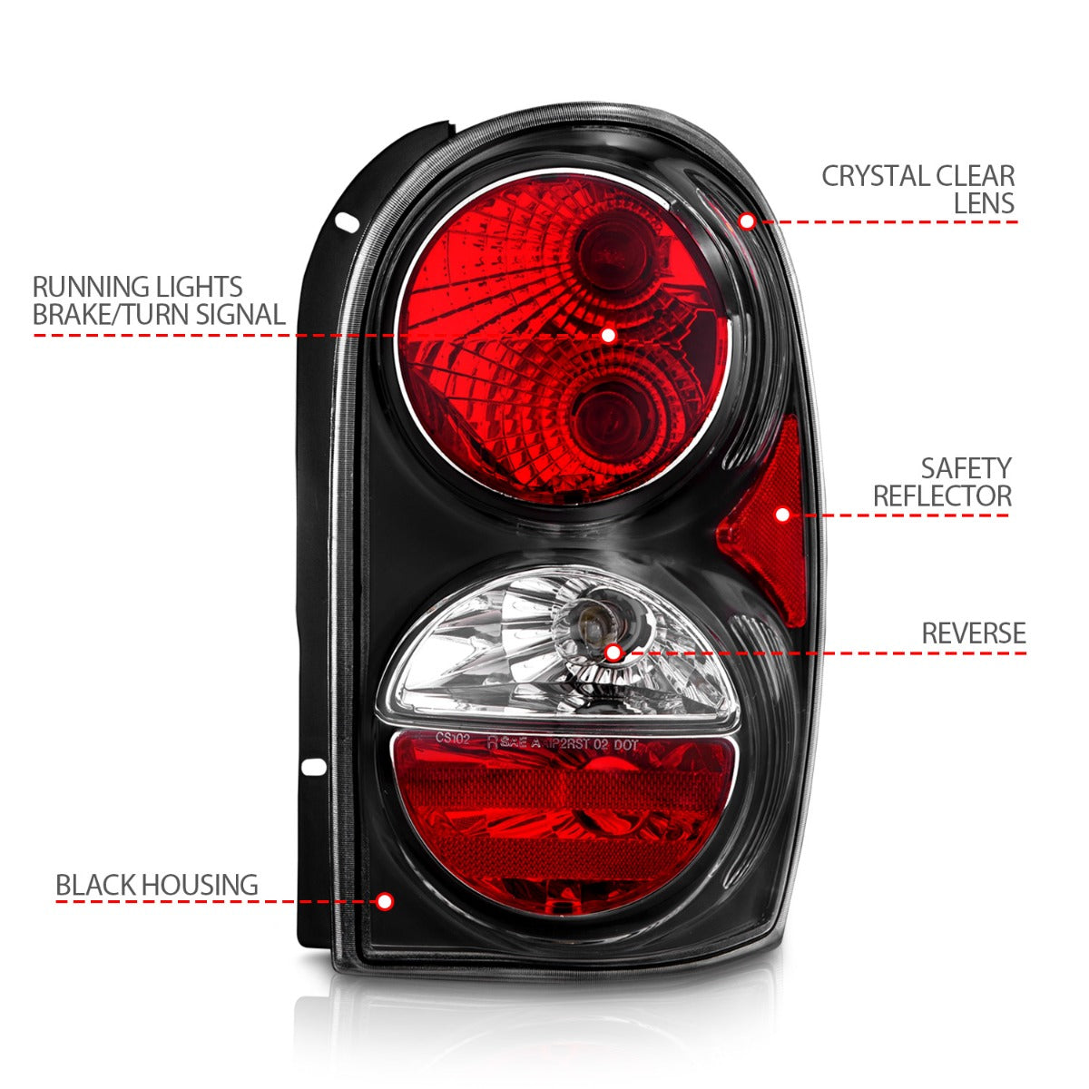 JEEP LIBERTY 02-07 TAIL LIGHTS BLACK