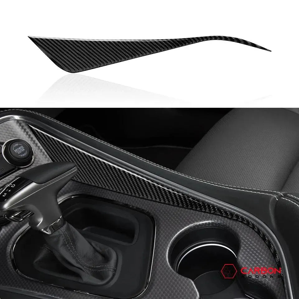 Real carbon fiber center console cover for 2015-2023 Dodge Challenger - carbonaddons Carbon Fiber Parts, Accessories, Upgrades, Mods