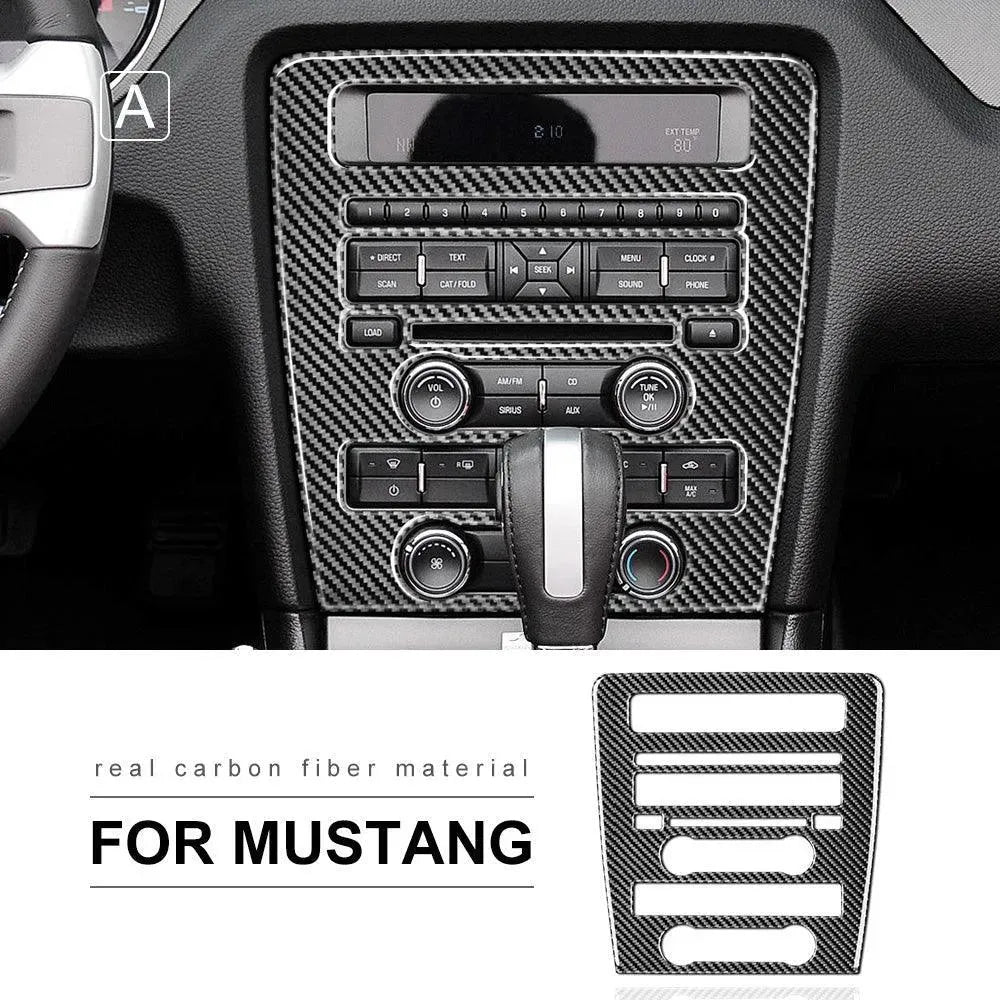 Real Carbon Fiber RADIO Navigation Multimedia Infotainment Trim Overlay For Ford Mustang 2010-2014 - carbonaddons Carbon Fiber Parts, Accessories, Upgrades, Mods