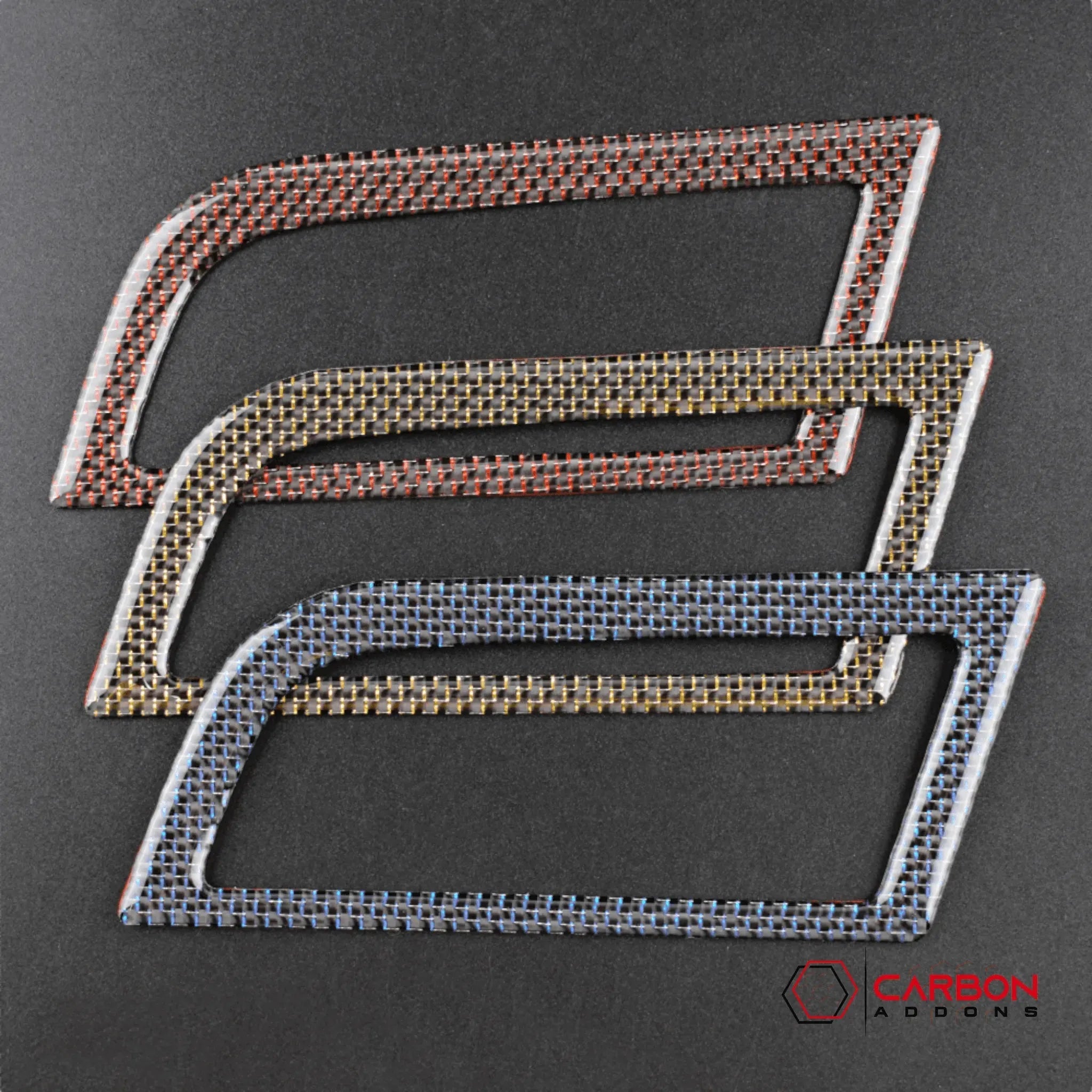 Reflective Carbon Fiber Dashboard AC Vent Trim Overlay for Ford Mustang 2015-2023 -2pcs - carbonaddons Carbon Fiber Parts, Accessories, Upgrades, Mods