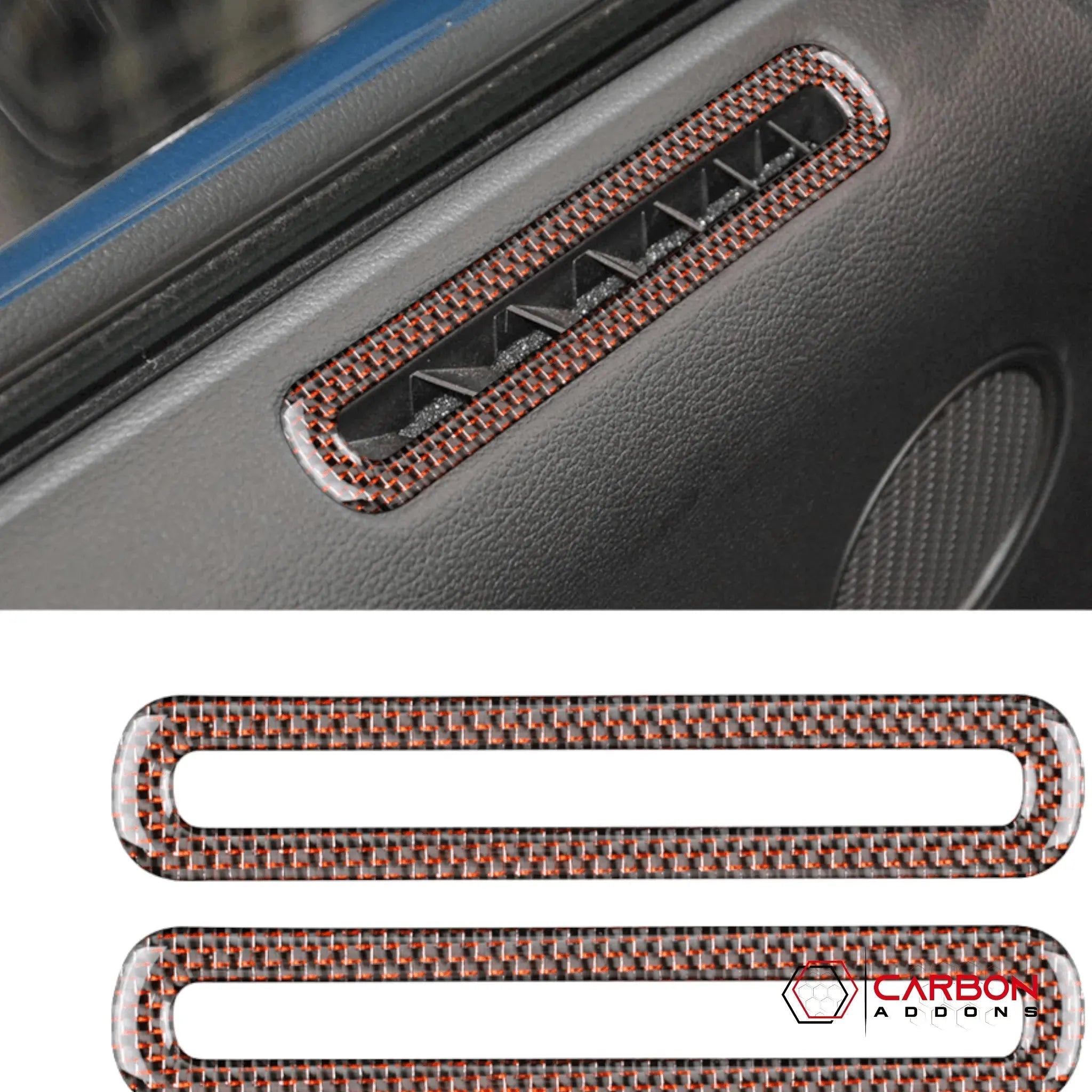 Reflective Carbon Fiber Door Air Outlet Overlay for Ford Mustang 2015-2023 - carbonaddons Carbon Fiber Parts, Accessories, Upgrades, Mods
