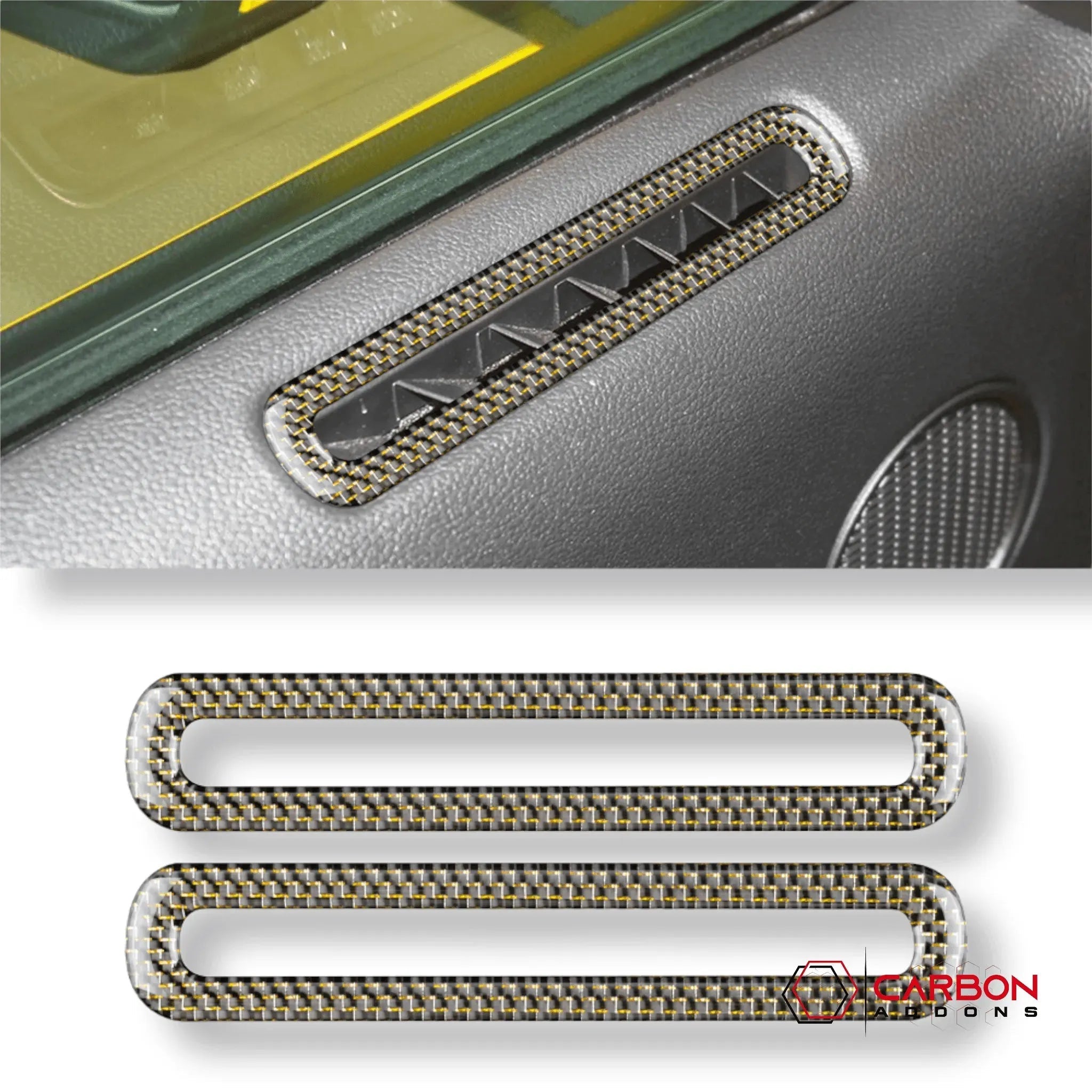 Reflective Carbon Fiber Door Air Outlet Overlay for Ford Mustang 2015-2023 - carbonaddons Carbon Fiber Parts, Accessories, Upgrades, Mods