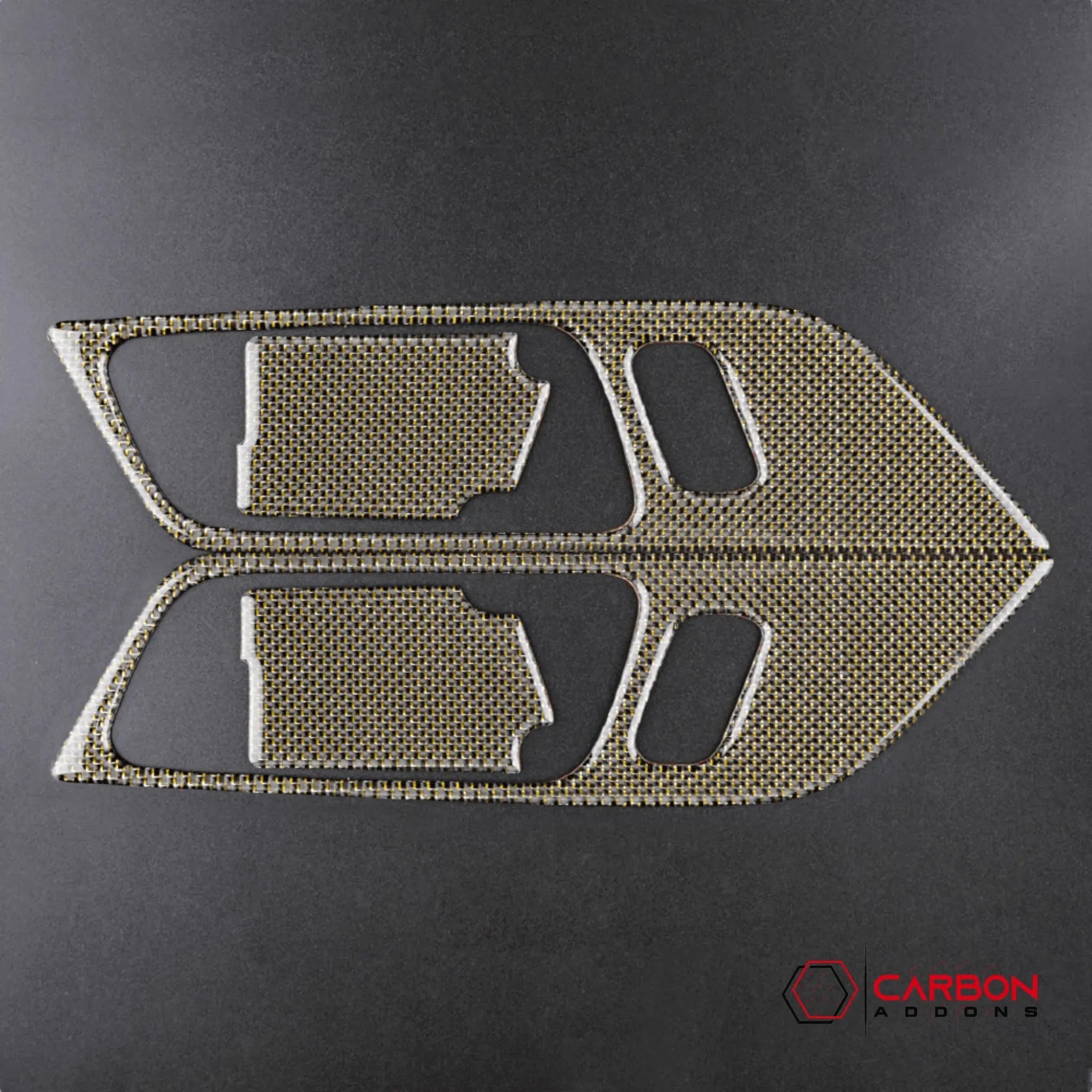 Reflective Carbon Fiber Interior Door Handle Trim Overlay for Ford Mustang 2015-2023 - carbonaddons Carbon Fiber Parts, Accessories, Upgrades, Mods