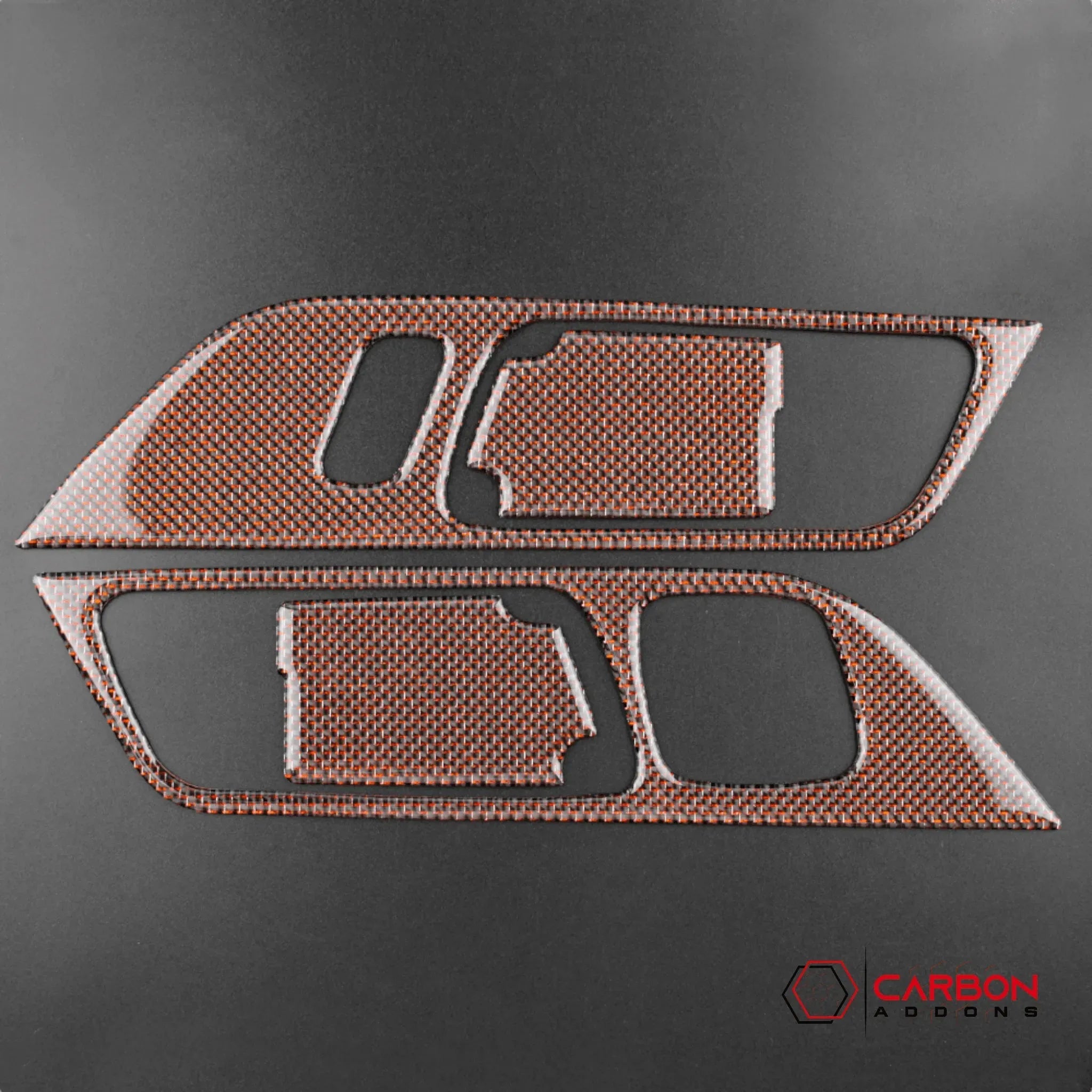 Reflective Carbon Fiber Interior Door Handle Trim Overlay for Ford Mustang 2015-2023 - carbonaddons Carbon Fiber Parts, Accessories, Upgrades, Mods