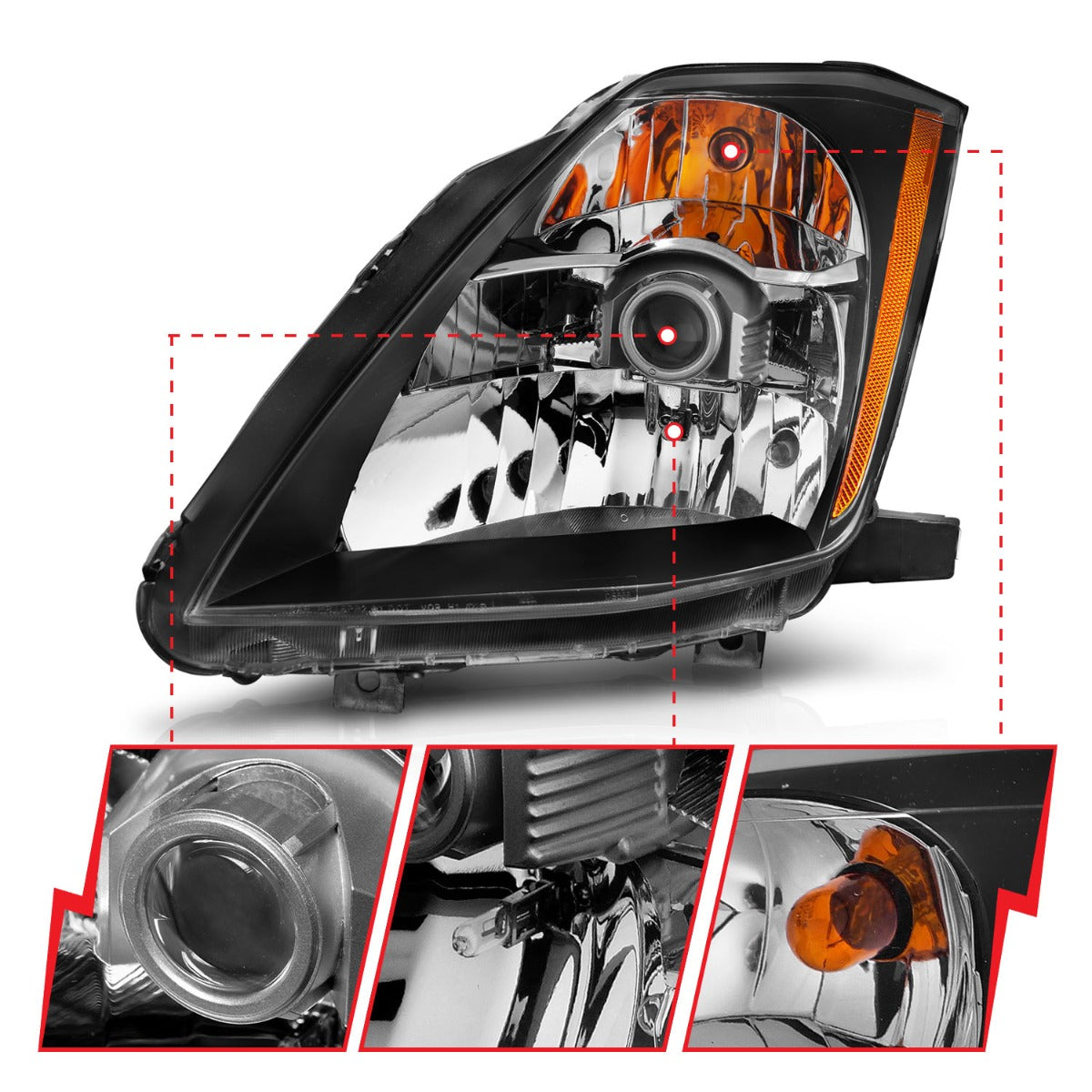 NISSAN 350Z 03-05 PROJECTOR HEADLIGHTS BLACK