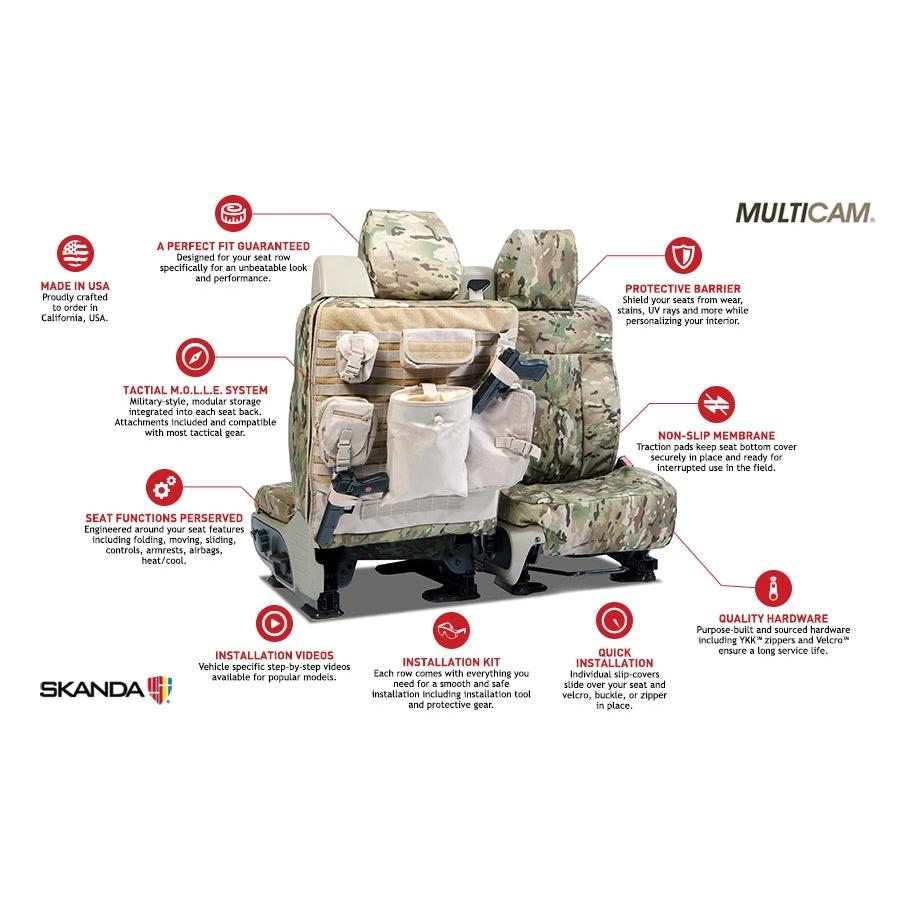 Custom Tactical Seat Cover Ballistic Camo Multi-Cam
