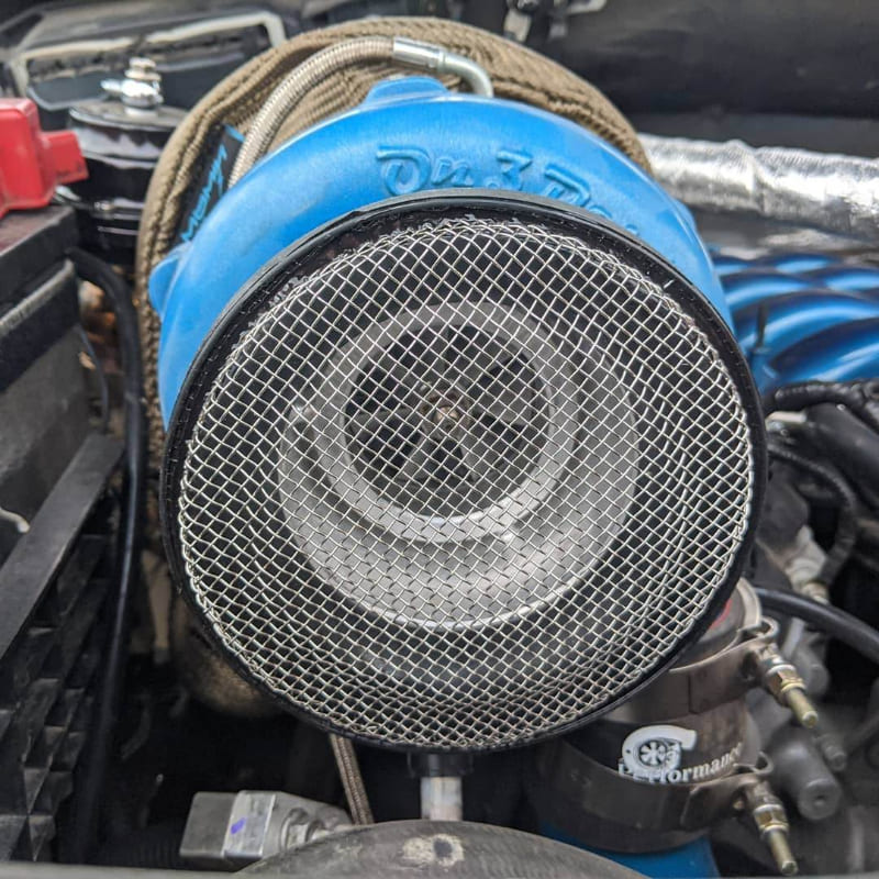 Close-up of an sb velocity stack installed with a blurred background