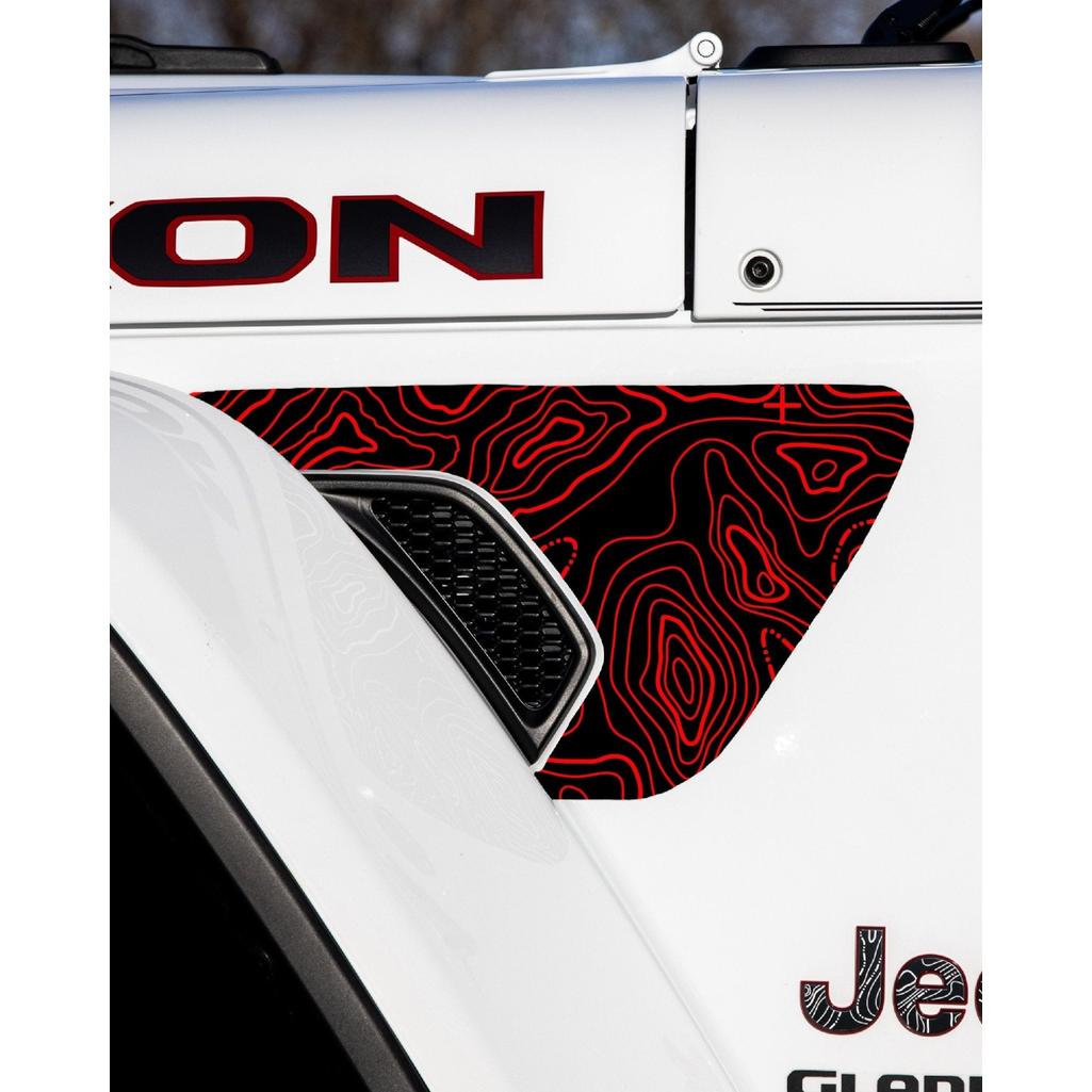 Topographical Map Fender Vent Premium Wrap Decal for Wrangler and Gladiator - AdventureLifeDecals