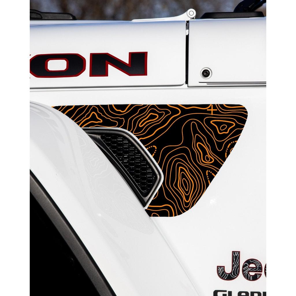 Topographical Map Fender Vent Premium Wrap Decal for Wrangler and Gladiator - AdventureLifeDecals