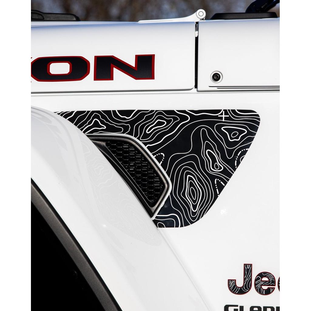 Topographical Map Fender Vent Premium Wrap Decal for Wrangler and Gladiator - AdventureLifeDecals