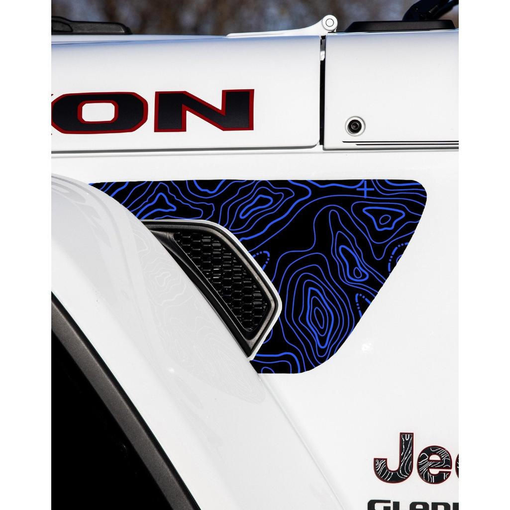 Topographical Map Fender Vent Premium Wrap Decal for Wrangler and Gladiator - AdventureLifeDecals