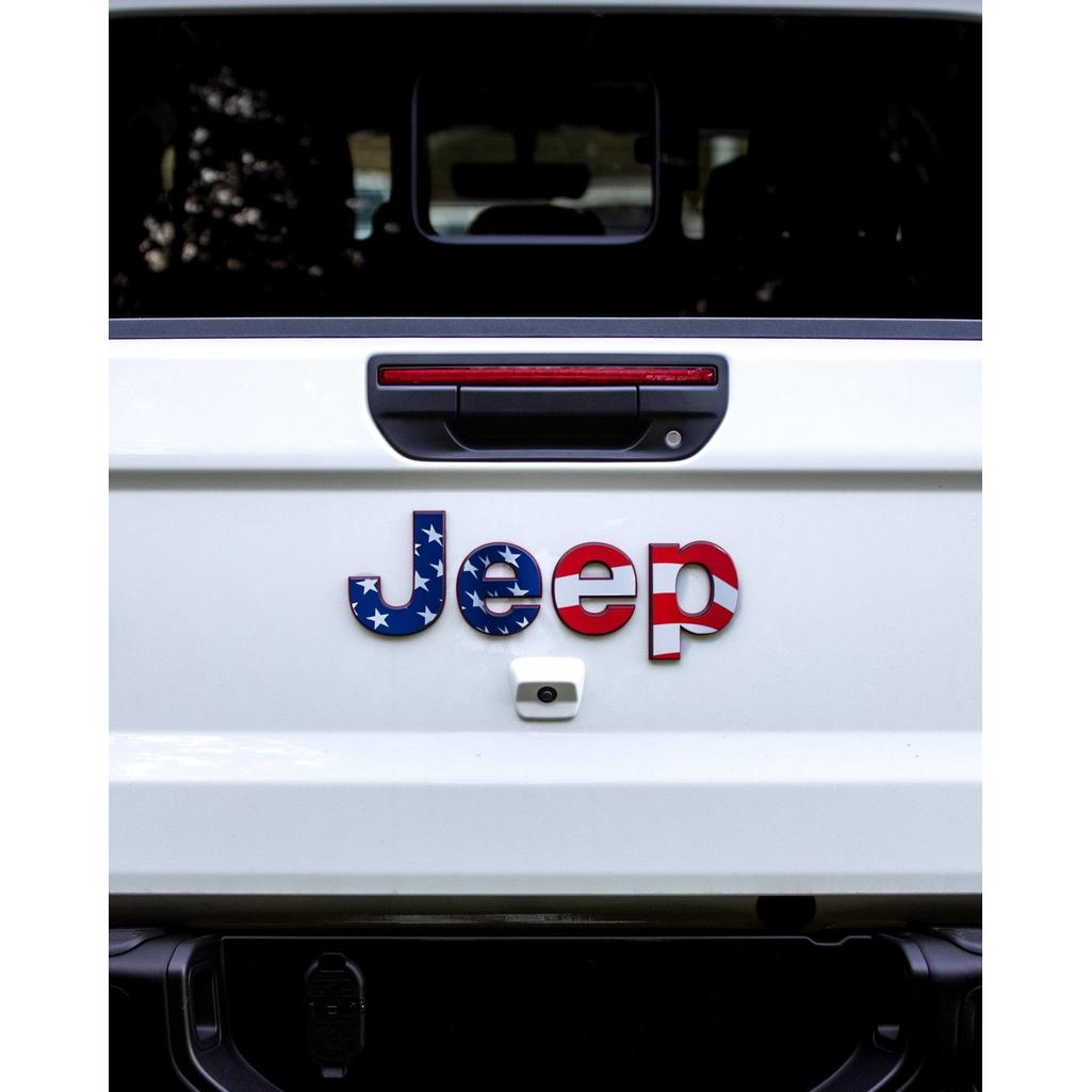 Waving American Flag Emblem Overlay Accessory for Jeep Gladiator - AdventureLifeDecals