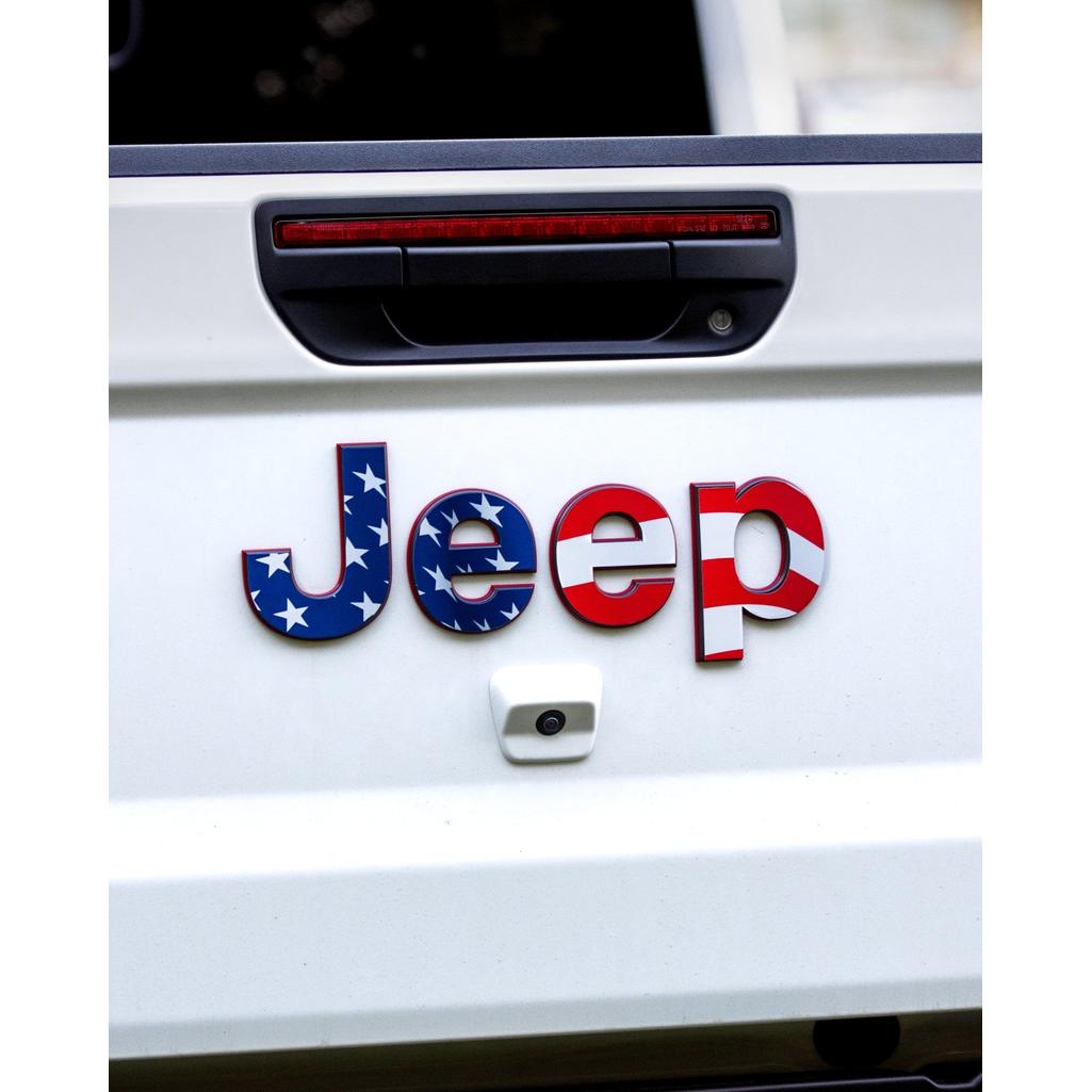 Waving American Flag Emblem Overlay Accessory for Jeep Gladiator - AdventureLifeDecals