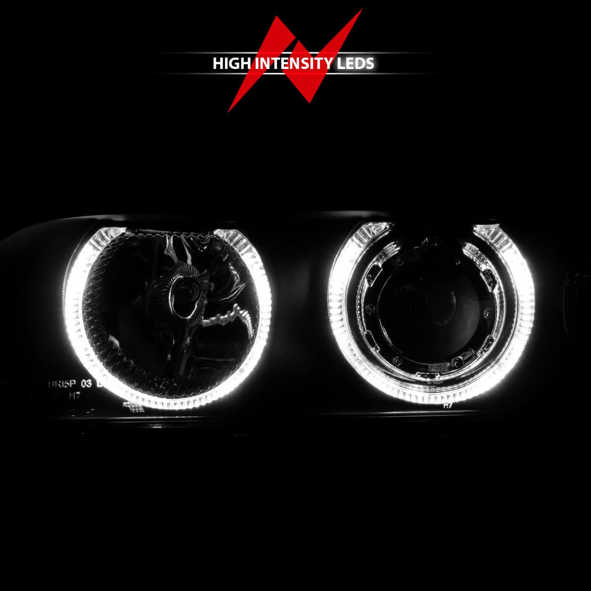 BMW 5 SERIES E39 97-00 PROJECTOR HALO HEADLIGHTS BLACK