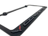 C7 Corvette License Plate Frame - Black with C7 Crossed Flags Logo - Black