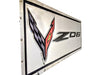 Next Generation C8 Z06 Corvette w/ Flags Stainless Sign - Chrome 35" x 12"