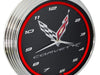 C8 Corvette Clock - 15" Neon Wall Clock with C8 Crossed Flags Logo