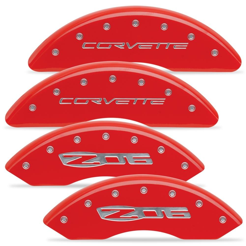 Corvette Brake Caliper Cover Set (4) - Corvette/Z06 Logo Red : 2006-2013 Z06-SR1 Performance