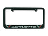 C7 Corvette License Plate Frame - Black with Double Logo & Script