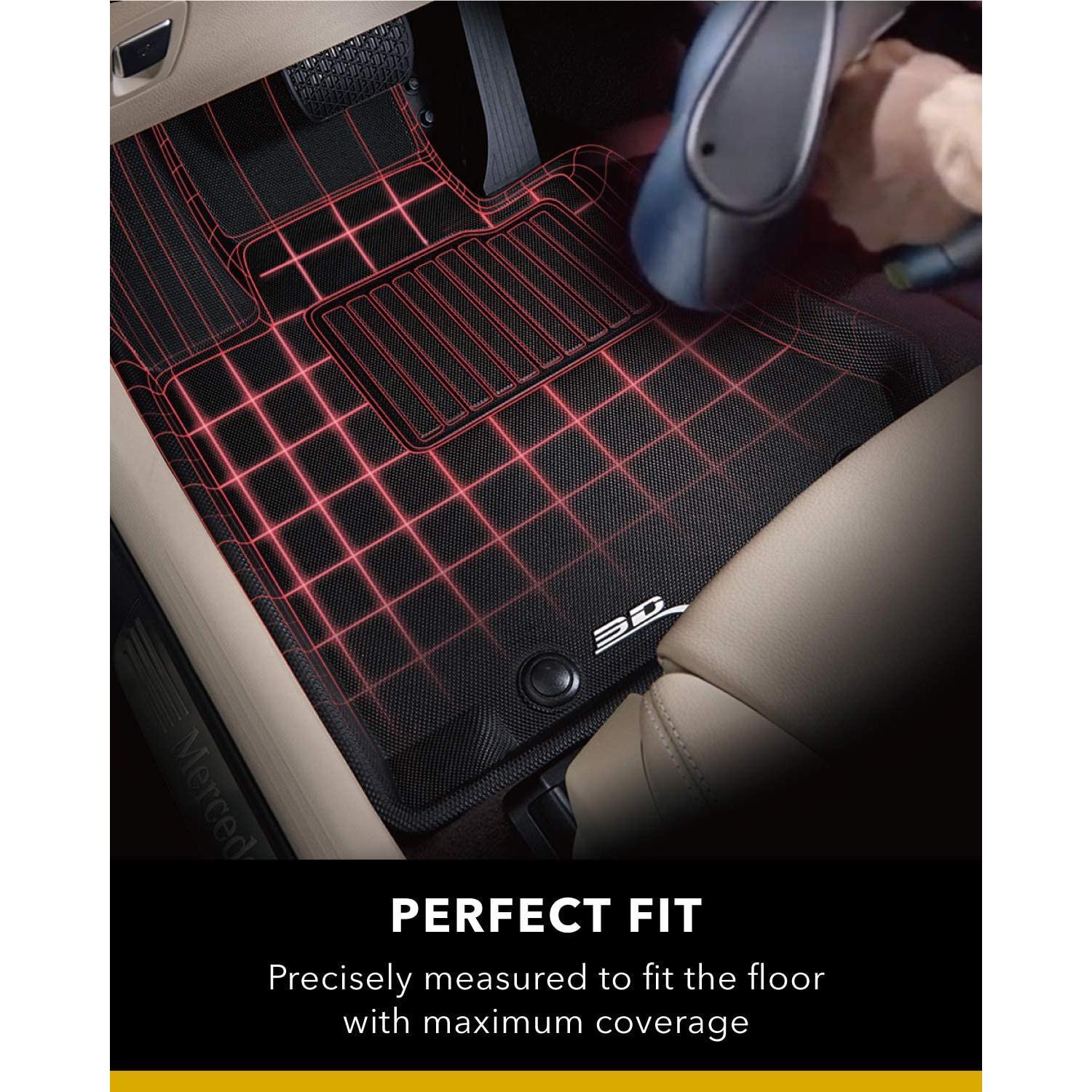 3D MAXpider All-Weather Floor Mats for Mercedes-Benz GLS-Class 2020-2022 Custom Fit Car Floor Liners, Kagu Series (1st & 2nd Row, Black)-SR1 Performance