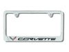 C7 Corvette Stingray Chrome License Plate Frame w/Crossed Flags Logo