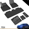 3D MAXpider All-Weather Floor Mats for Tesla Model Y 7-Seat 2021-2022 Custom Fit Floor Liners, Kagu Series (1st, 2nd & 3rd Row, Black)
